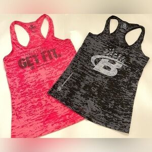 Bodybuilding Athletic Women’s Workout 2 Tanks Lifting Black & Berry Size Sm/Md